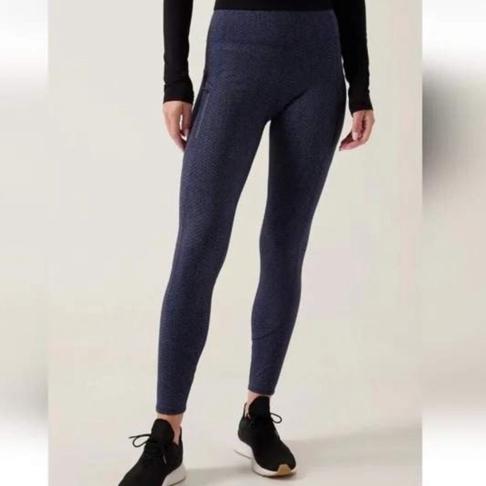 Athleta RainerTextured Navy Blue Tight Leggings XXS